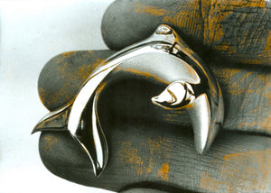 large dolphin leaping siver pendant