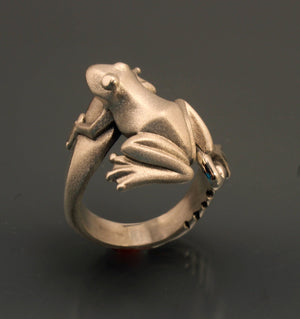 frog ring, silver