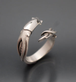 squid ring  silver