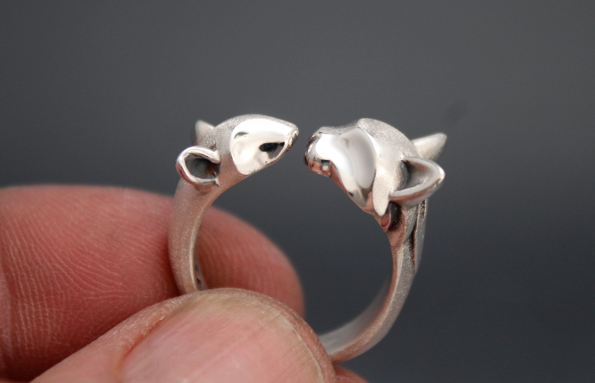 Cat and Mouse ring , silver