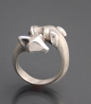 fox and hound  ring silver