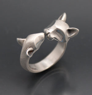 Cat and Mouse ring , silver