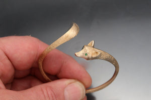 fox bracelet, hand  engraved  fur.   bronze