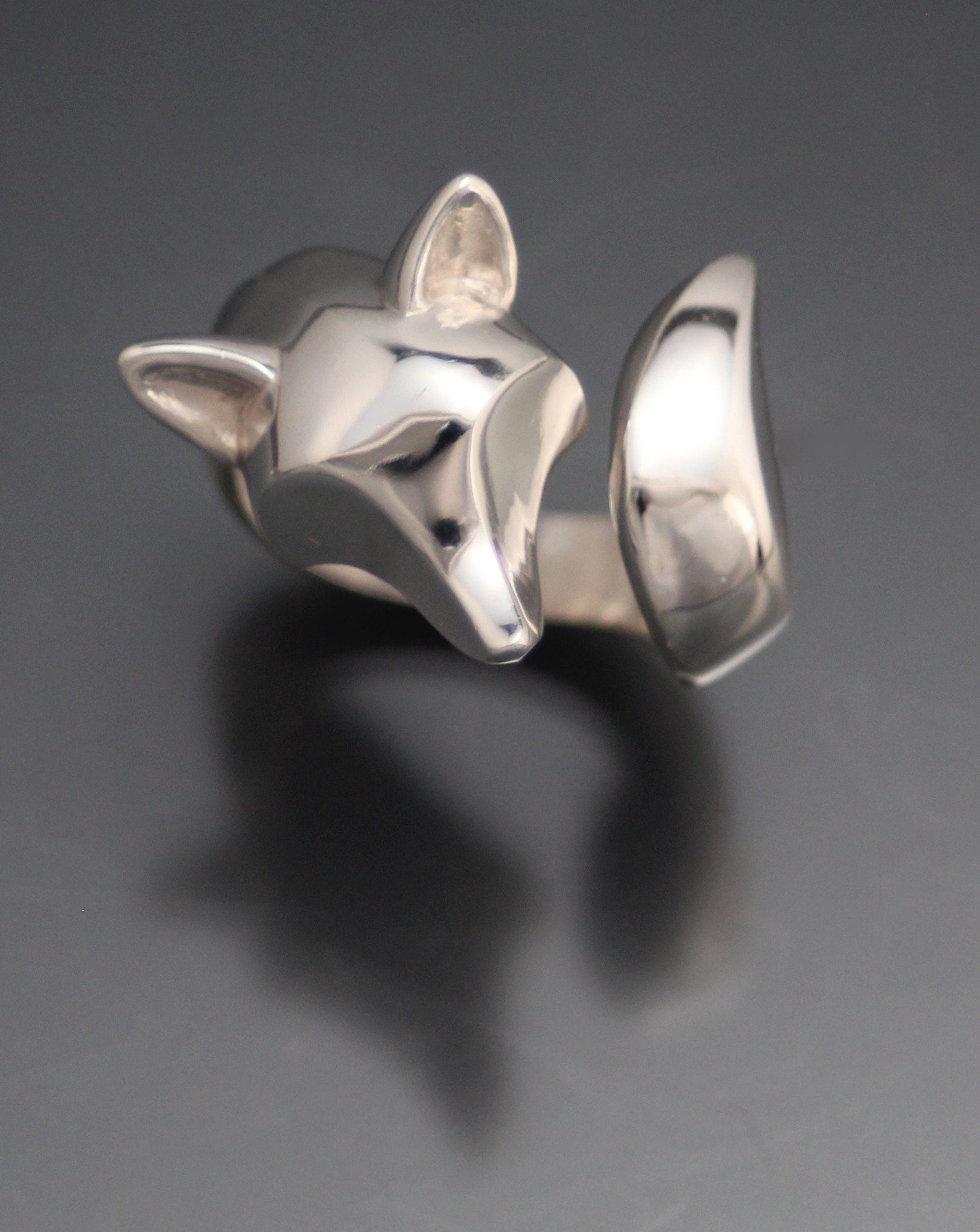 fox  ring.  ADJUSTABLE.  silver