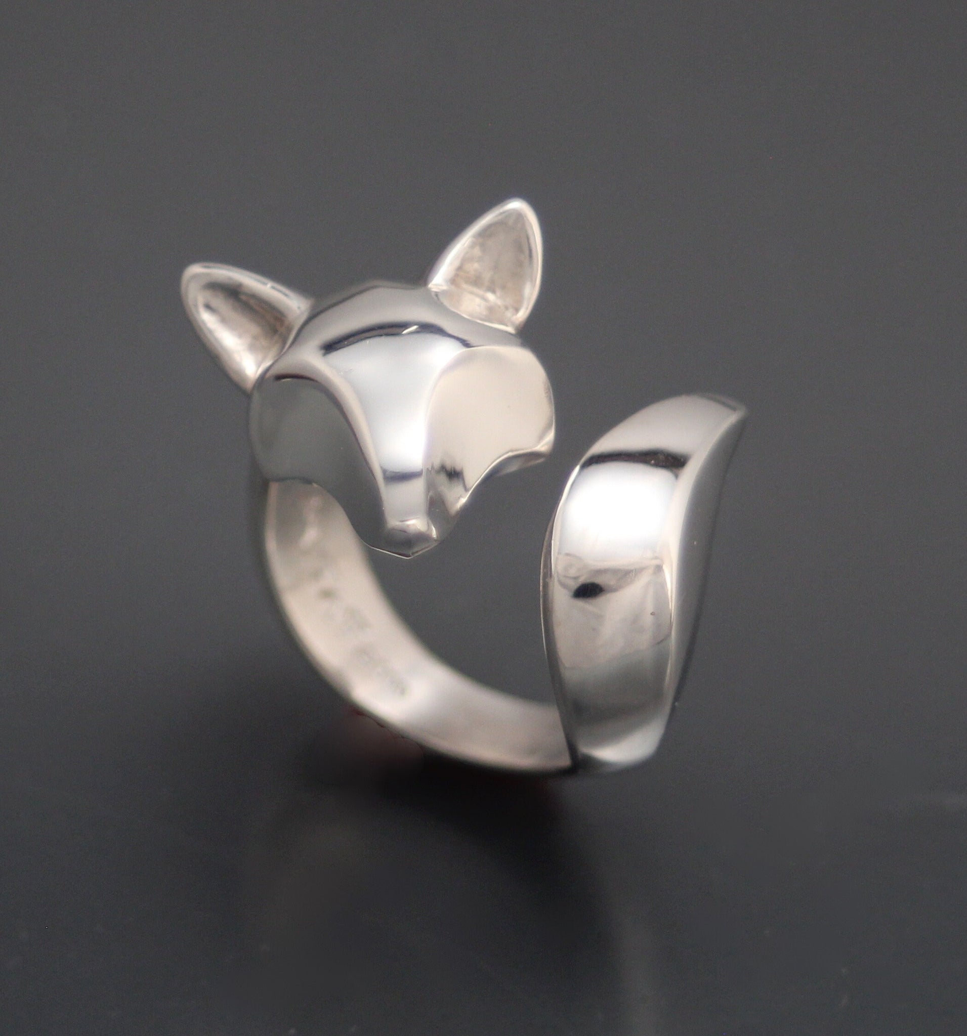 fox  ring.  ADJUSTABLE.  silver