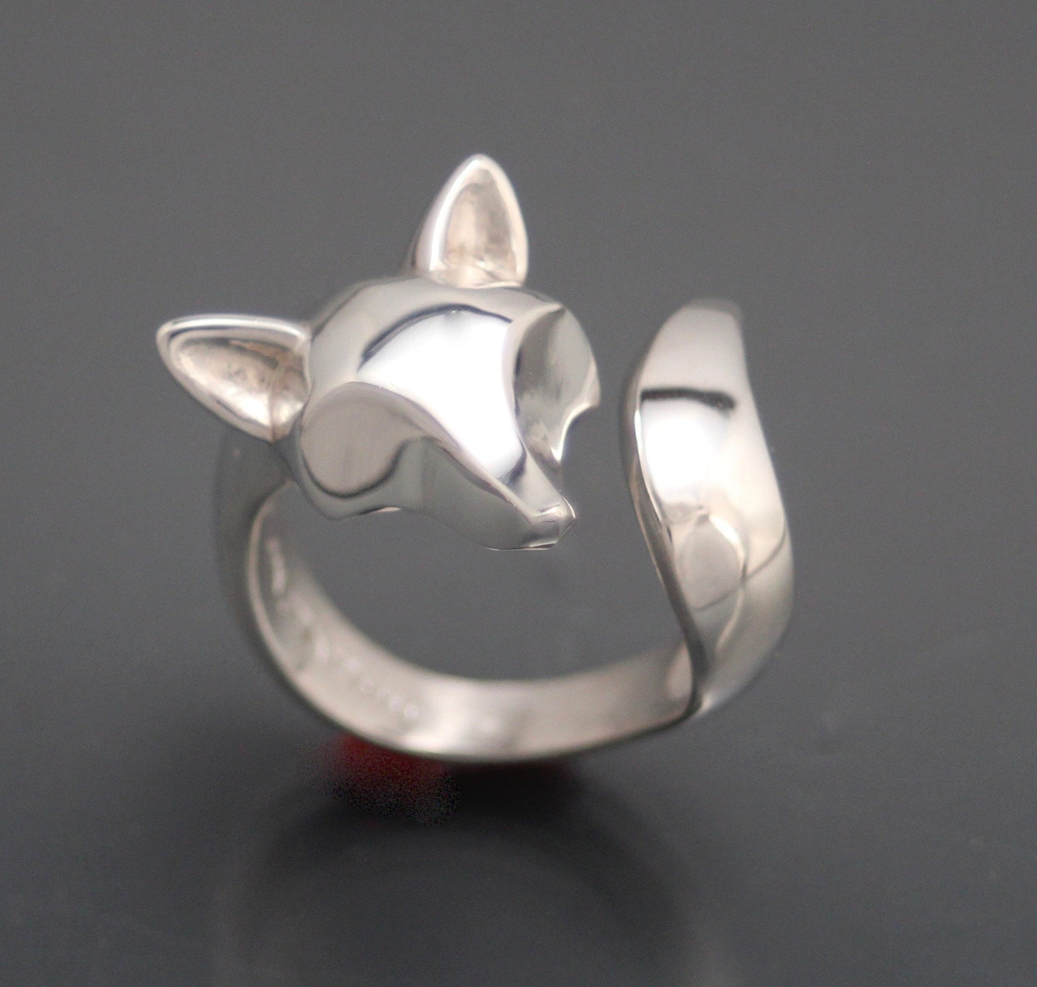 fox  ring.  ADJUSTABLE.  silver