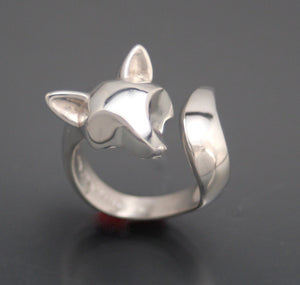 fox  ring.  ADJUSTABLE.  silver