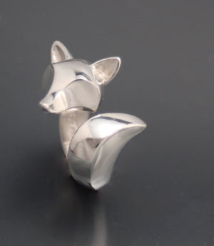 fox  ring.  ADJUSTABLE.  silver