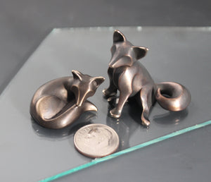 fox  kits  sculpture .    limited edition, bronze