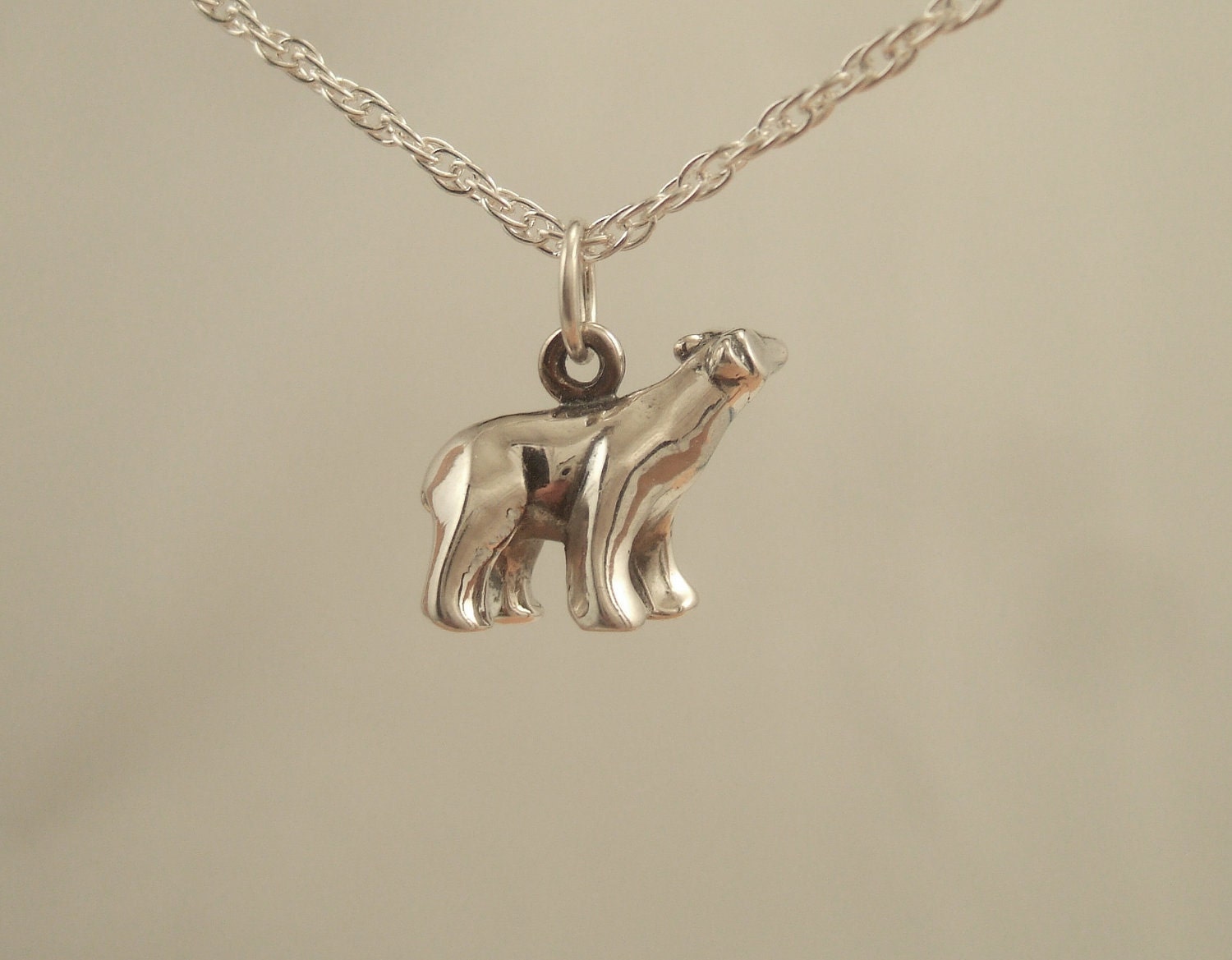 polar bear charm  or necklace, silver