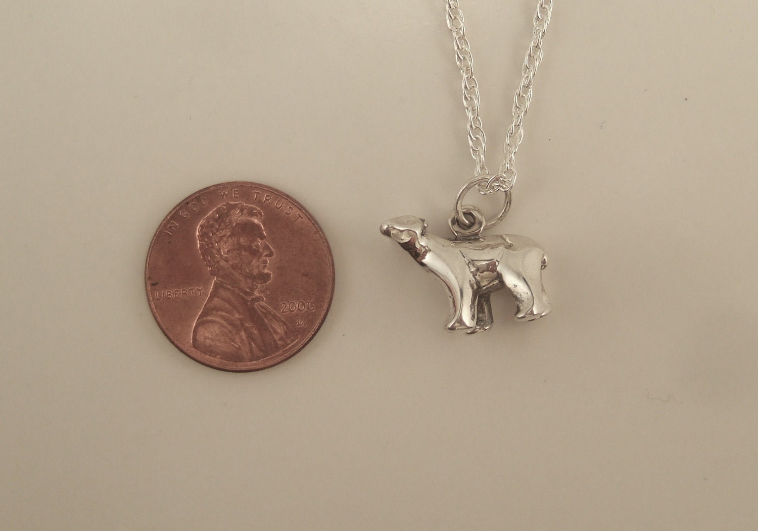 polar bear charm  or necklace, silver