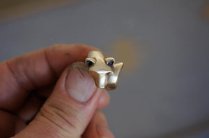 shiba inu  ring, bronze, satin finish.