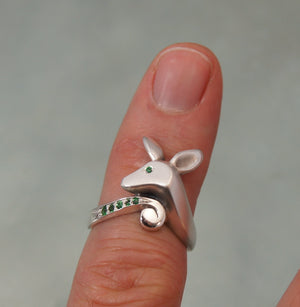 Fawn ring,  silver with gemstones