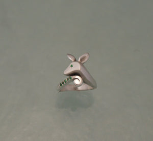 Fawn ring,  silver with gemstones