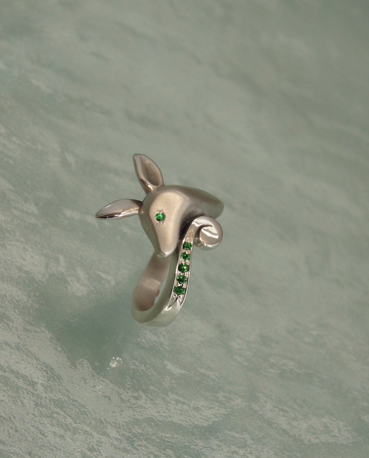 Fawn ring,  silver with gemstones