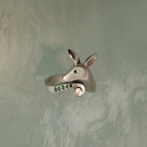 Fawn ring,  silver with gemstones