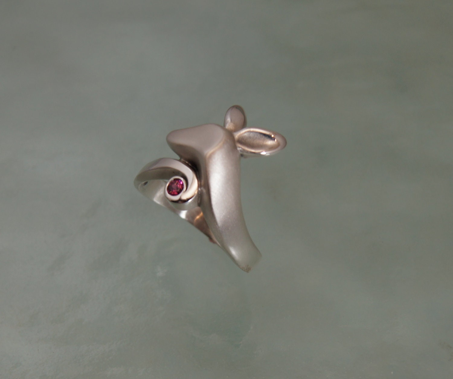 fawn ring, silver with natural gem . pick your color