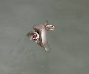 fawn ring, silver with natural gem . pick your color