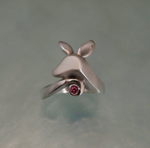 fawn ring, silver with natural gem . pick your color