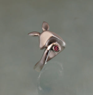 fawn ring, silver with natural gem . pick your color