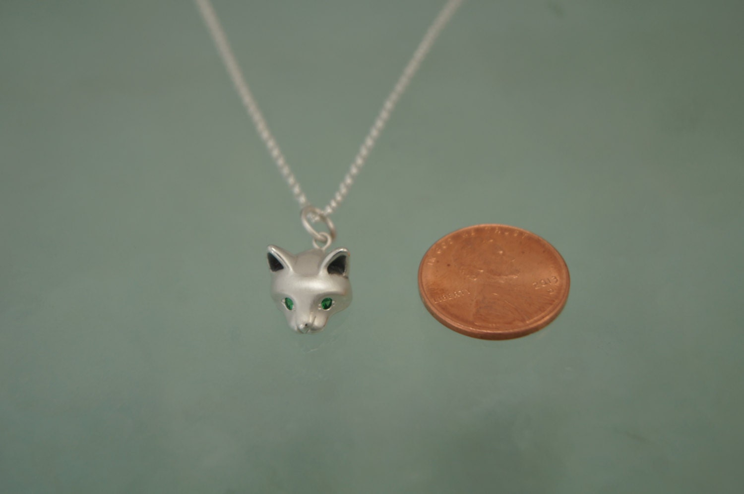 forest cat  pendant in silver pick your eye color