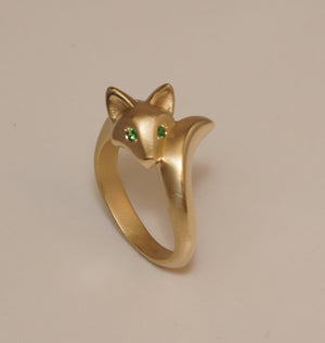 baby fox ring, bronze, satin finish. pick your eye color