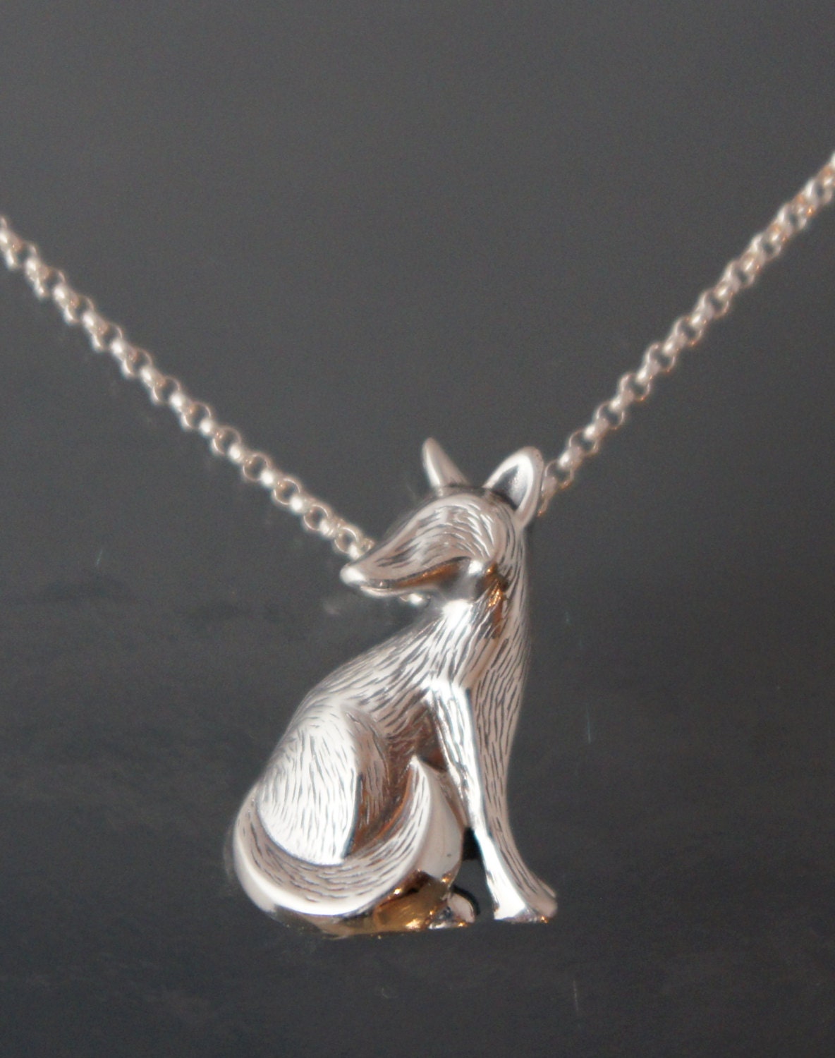 furred silver fox  pendant