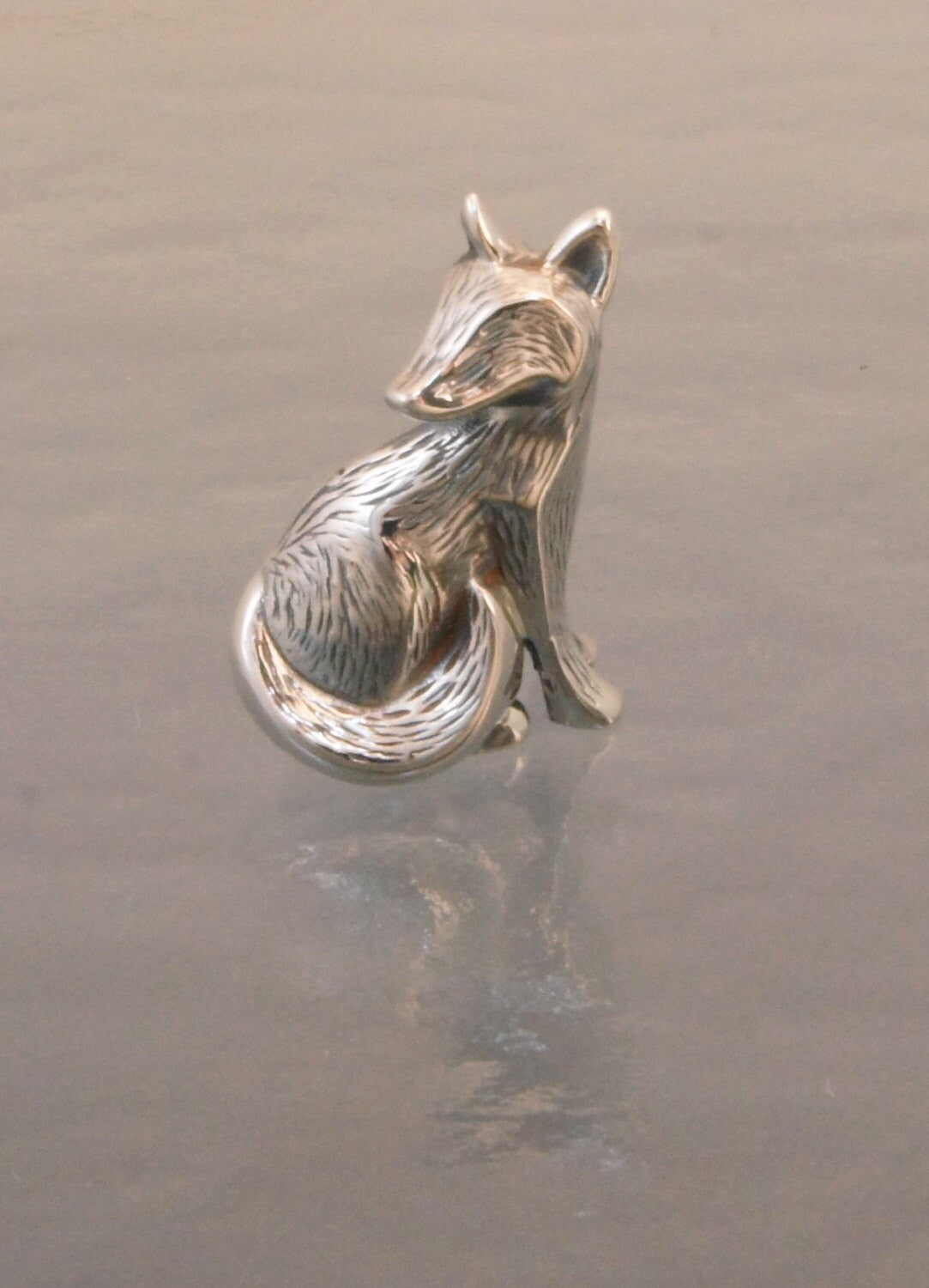 furred silver fox  pendant