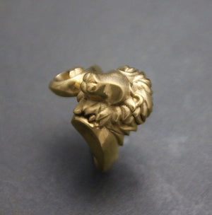 safari lion ring, bronze