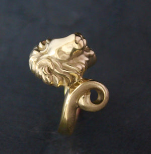 safari lion ring, bronze