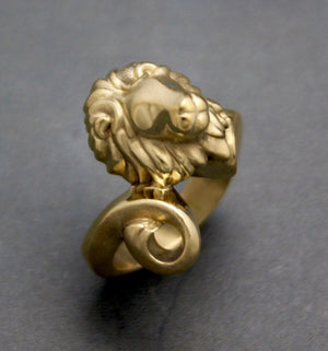 safari lion ring, bronze