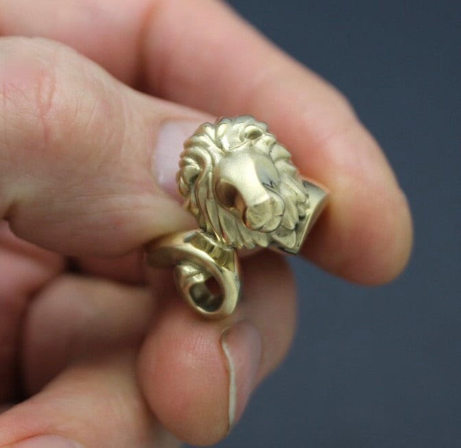 safari lion ring, bronze