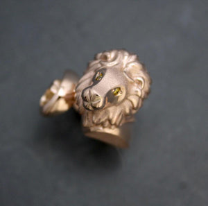 safari lion ring, bronze