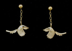 magpie earrings, bronze . gold fill post and nut