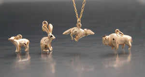 jack rabbit  pendant / charm  bronze