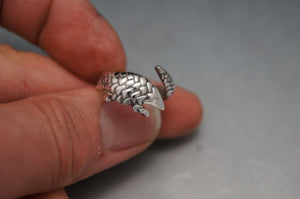 pangolin ring,  silver