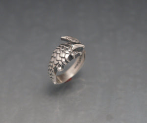 pangolin ring,  silver