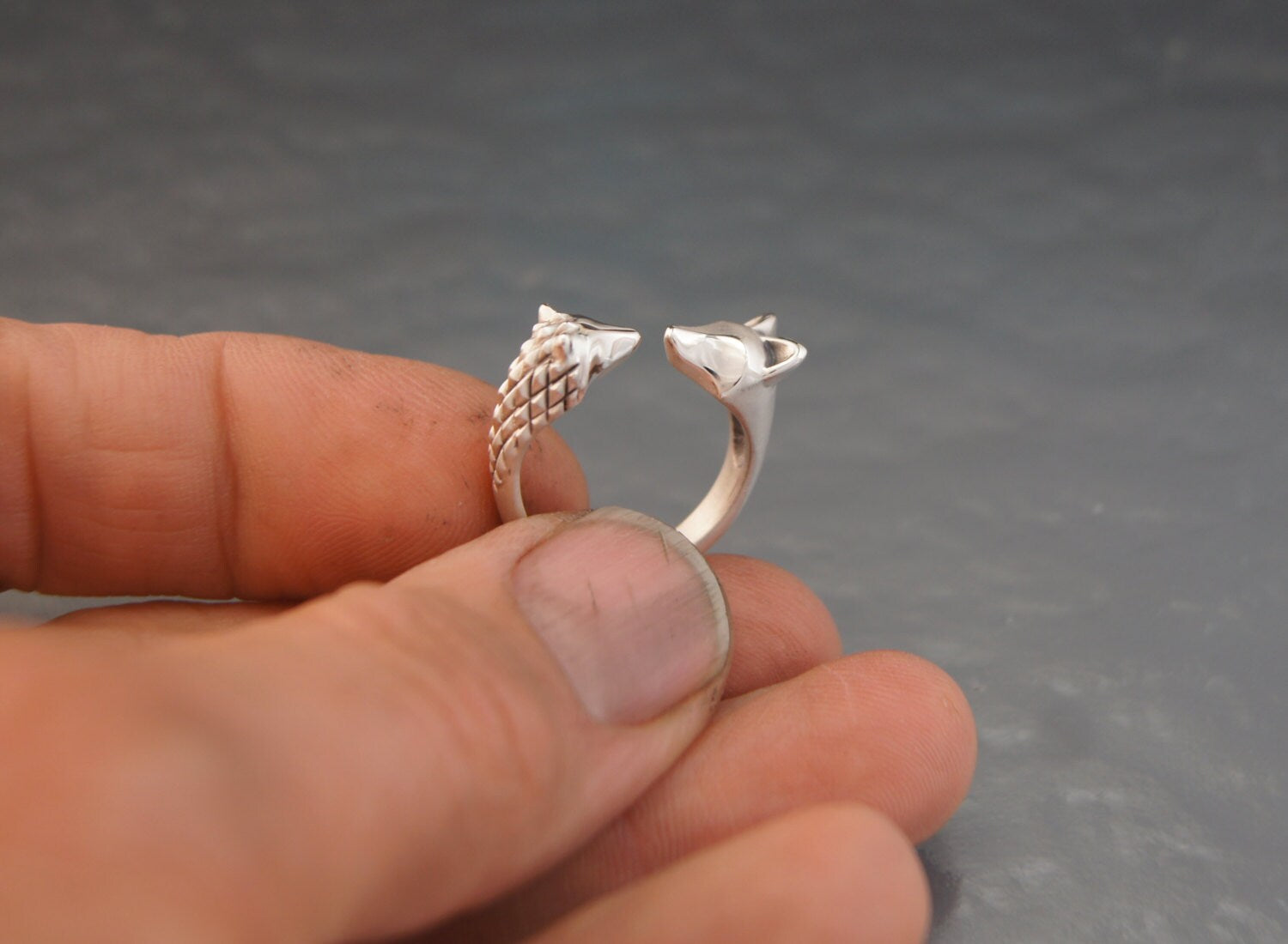 curious hedge hog / fox in  silver