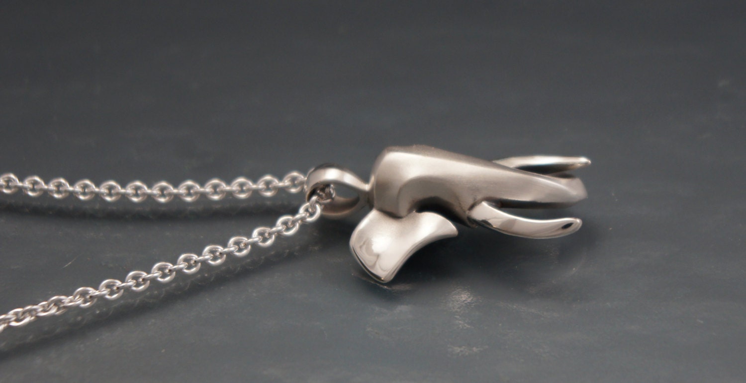 bull elephant pendant , silver