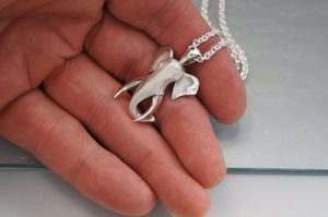 bull elephant pendant , silver