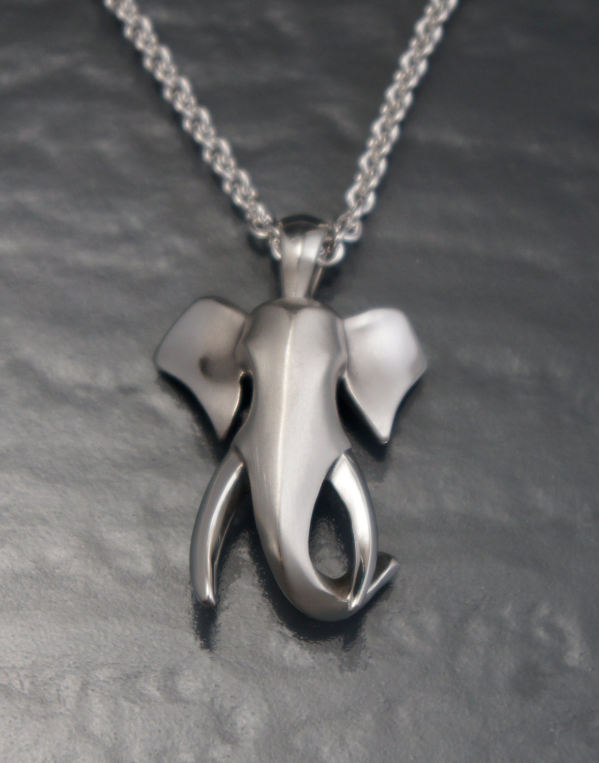 bull elephant pendant , silver