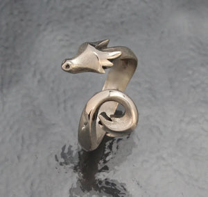 Feather Tailed Dragon Ring Silver | w or w/o gemstone eyes